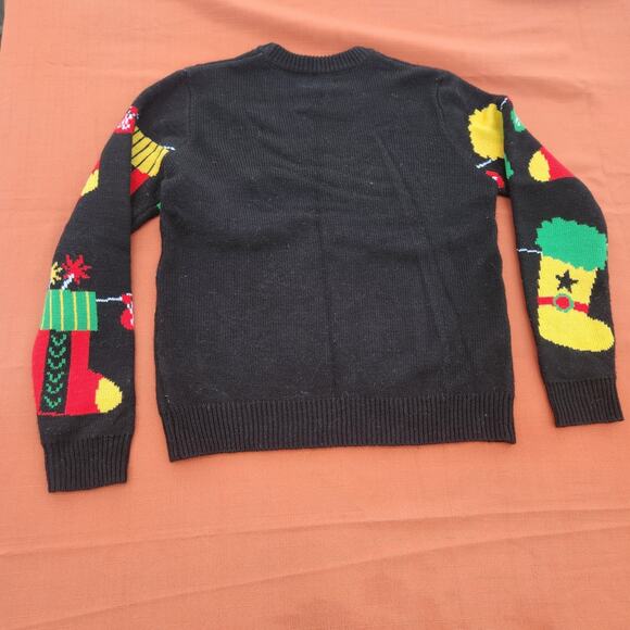 Lubot Woman’s UGLY Christmas Sweater W Stockings Size Small Black Green Red - Picture 4 of 7